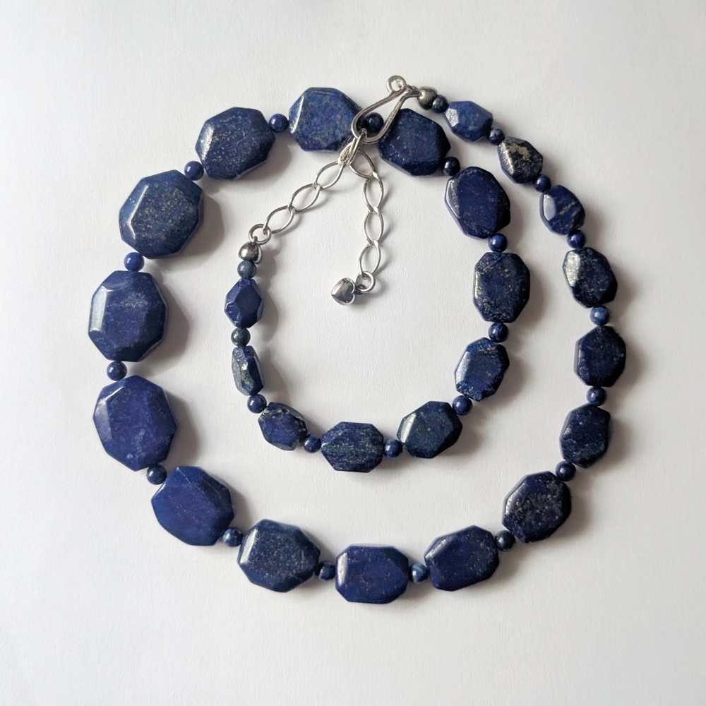 Jay King Desert Rose Trading necklace Lapis lazuli gem stone sterling silver 925